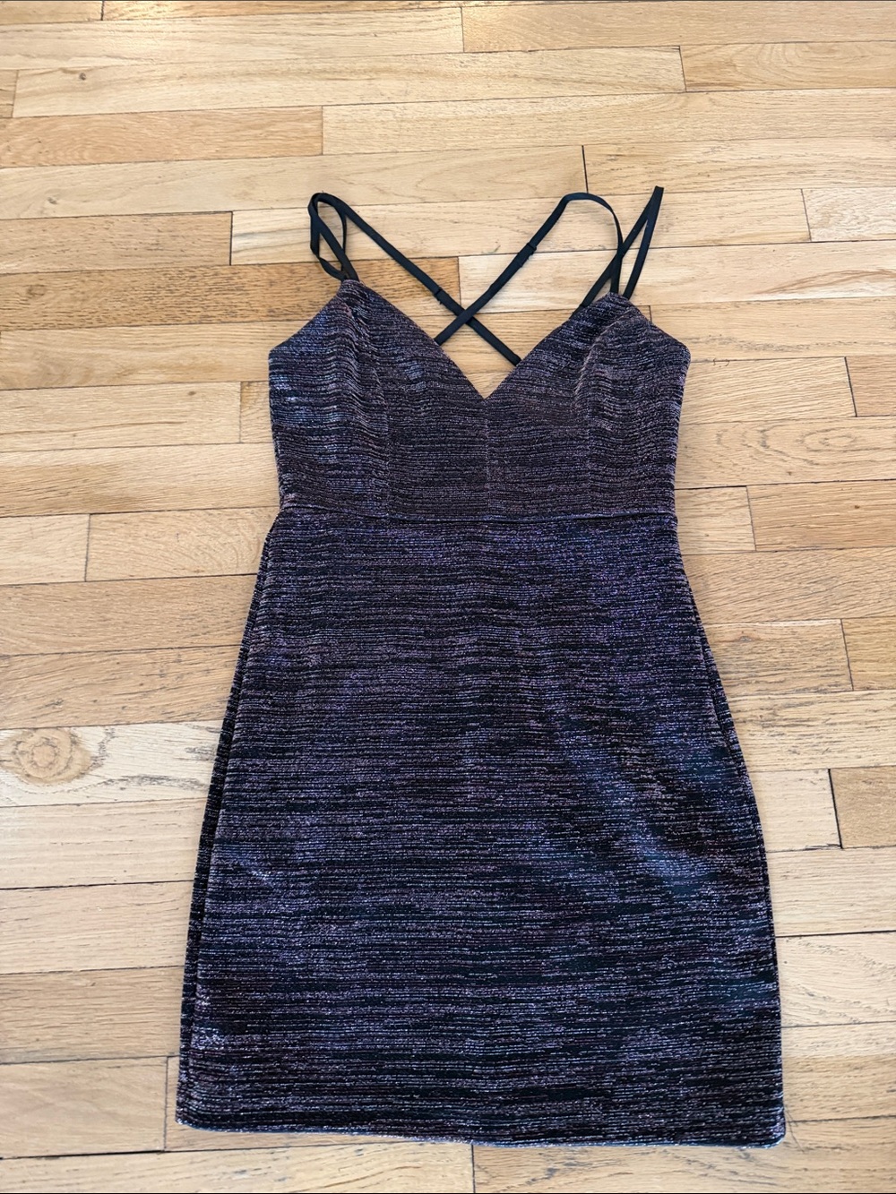 Sparkle Strappy Bodycon Dress in Deep Plum